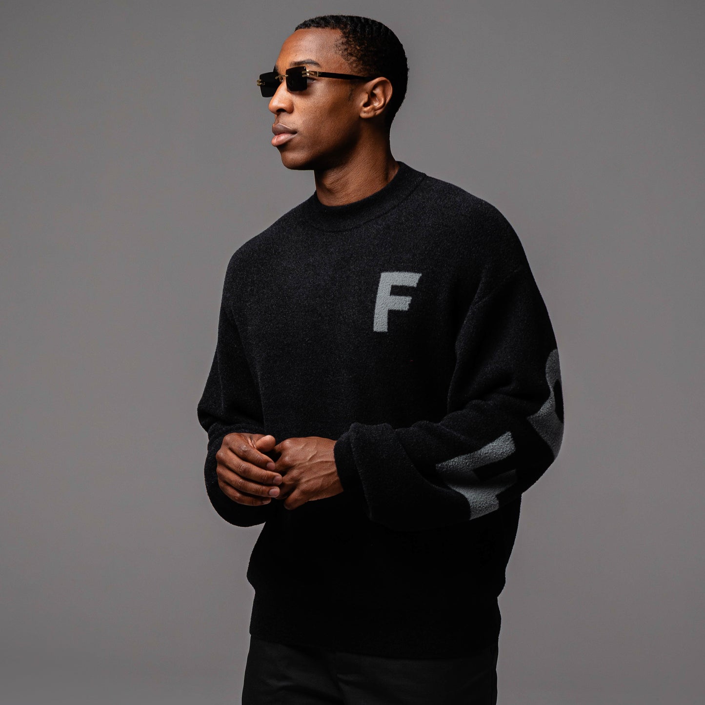Black Knitted Sweatshirt