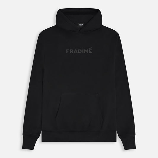 FUNDAMENTAL OVERSIZED BLACK-ON-BLACK LOGO HOODIE - BLACK