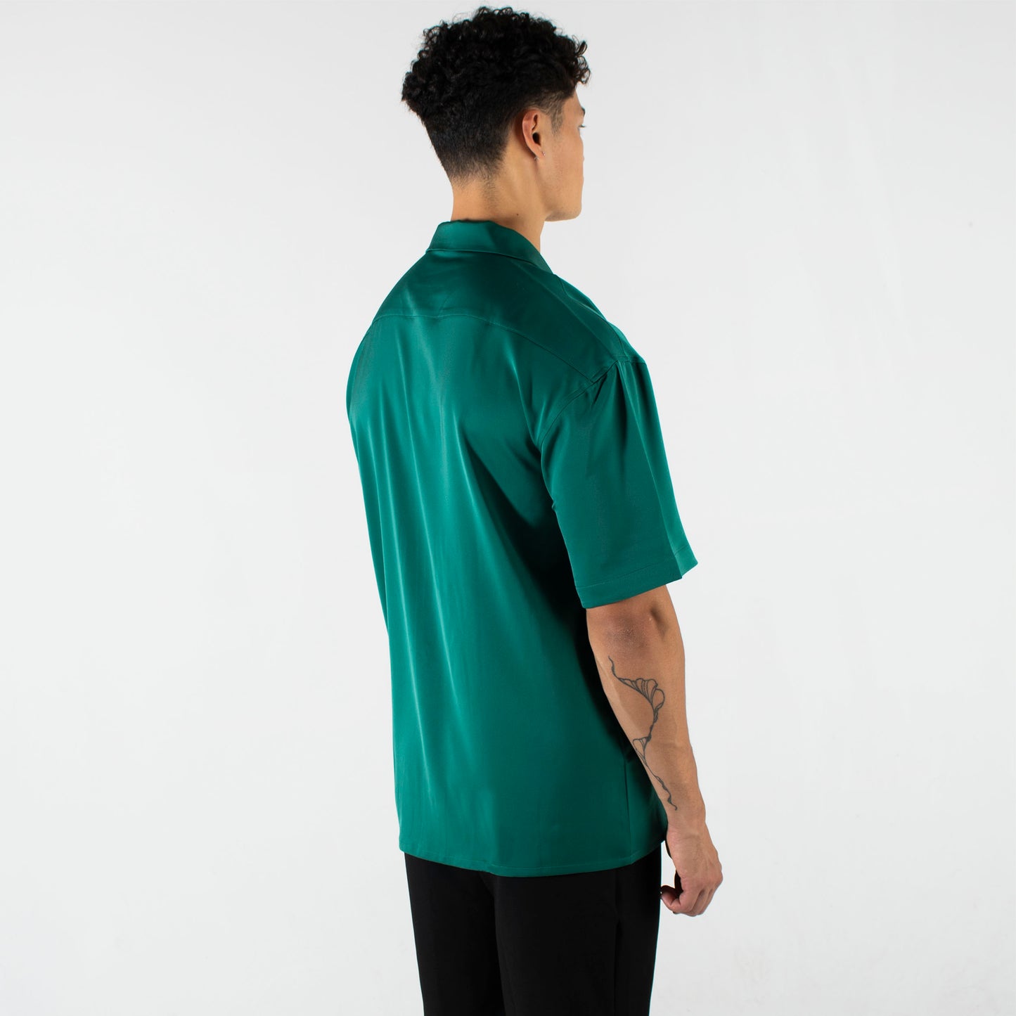 BLANK SATIN RELAXED FIT SHIRT - GREEN